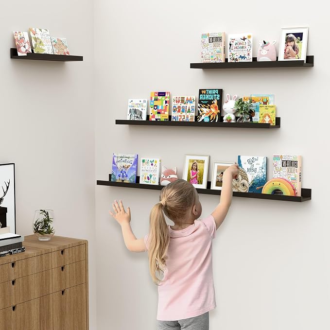Floating Shelves for Wall, 48 inch Wood Floating Shelves Set of 2, Picture - Image 4
