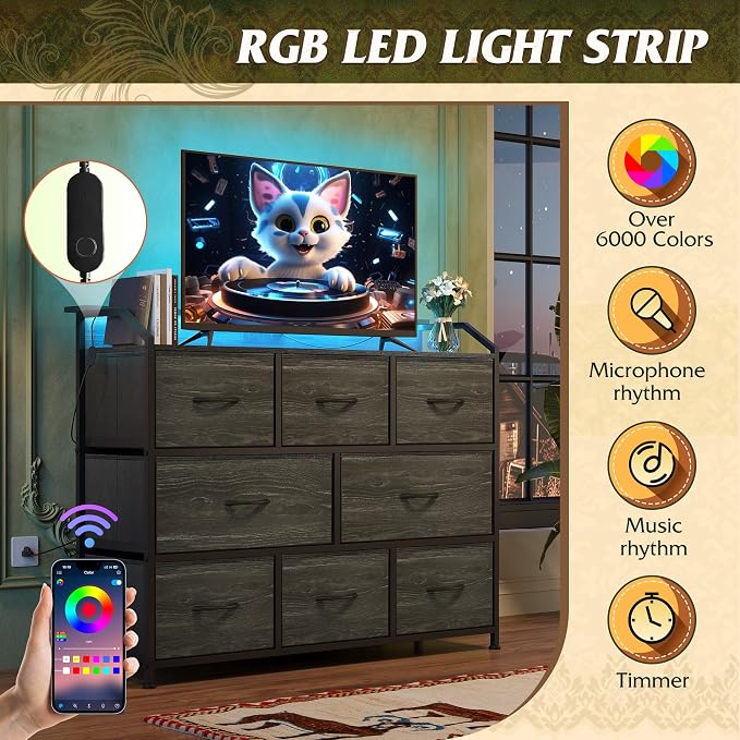 WLIVE Led Dresser for Bedroom, TV Stand for Bedroom - Image 5