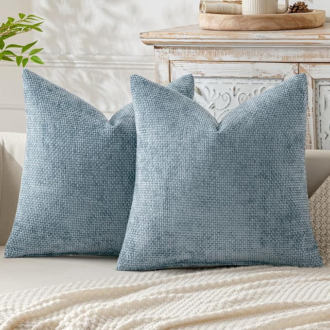 MIULEE Pack of 2 Couch Throw Pillow Covers 16x16 Inch Coastal Smoke Blue Modern by MIULEE