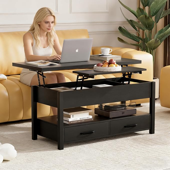 SYESWAY 42'' Lift Top Coffee Table, 4-in-1 Multifunctional Lift Coffee Table - Image 2
