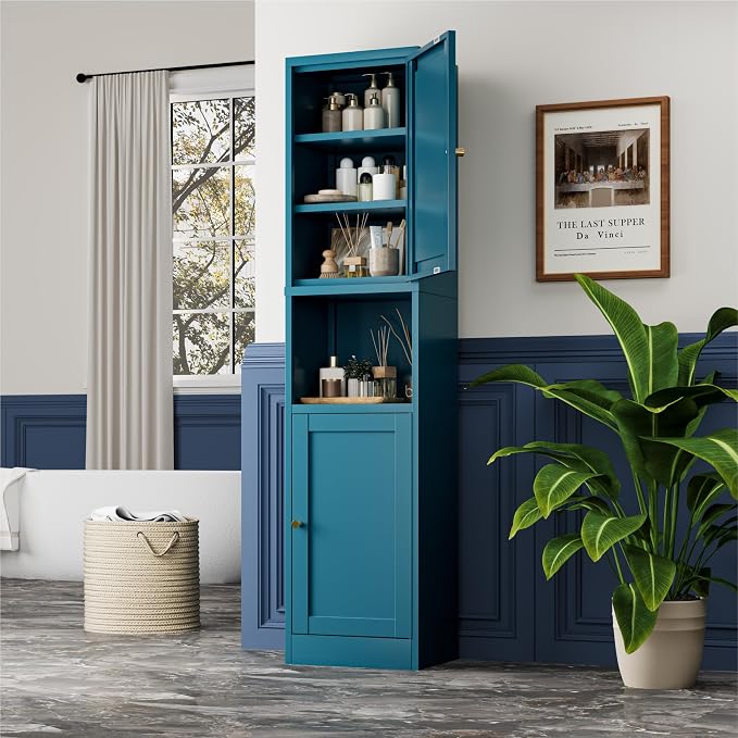 YAUWOH 2-Door Metal Storage Cabinet, Tall Slim Pantry Organizer - Image 6