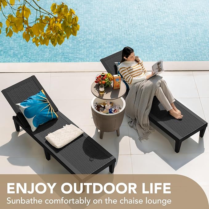 Devoko Outdoor Chaise Lounge Chair Set of 2 - Image 5