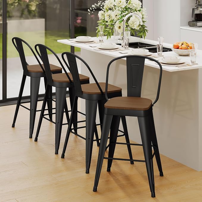 Andeworld Metal Bar Stools Set of 4, 24 inch Counter Height Barstools - Image 5