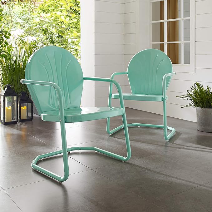 Crosley Furniture Griffith Outdoor Chair, Retro Metal Patio Chairs - Image 18