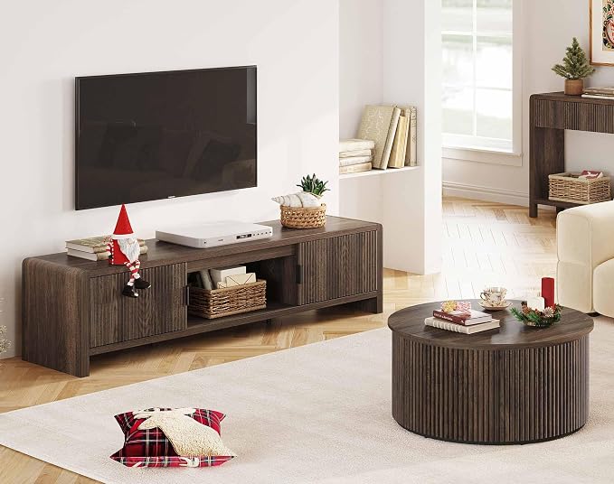 FATORRI TV Stand for 75/65/55 Inch TVs, Mid Century Modern Entertainment Center - Image 7