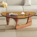 EASYSOUL Modern Glass Coffee Table, 32.68" D x 22.44" W x 15.75" H, Abstract by EASYSOUL