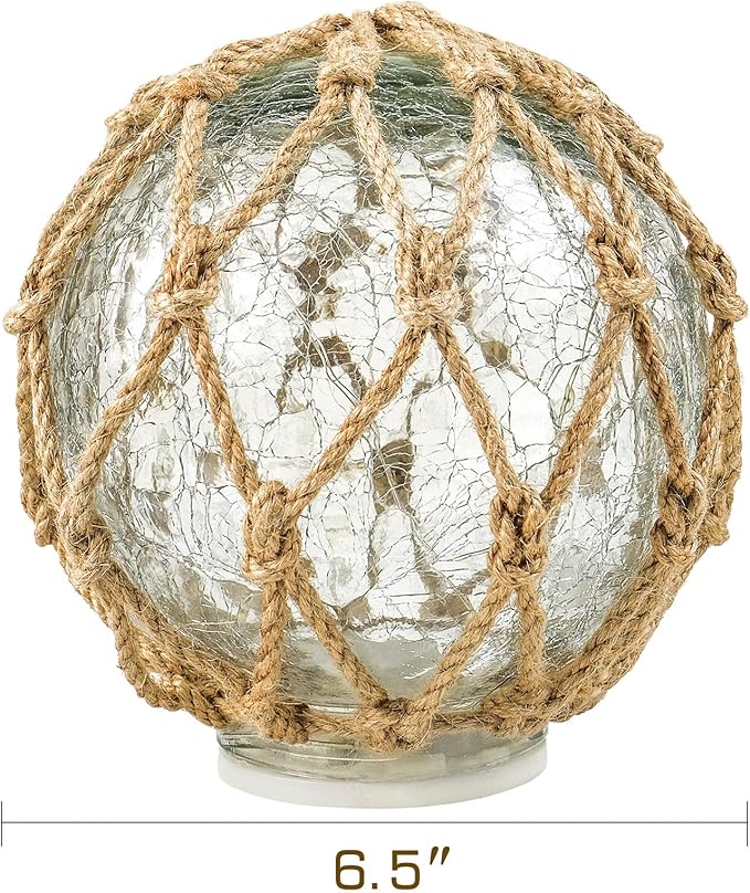 SAILINGSTORY Glass Fishing Float Nautical Lamp Coastal Beach Decor Cracked - Image 2