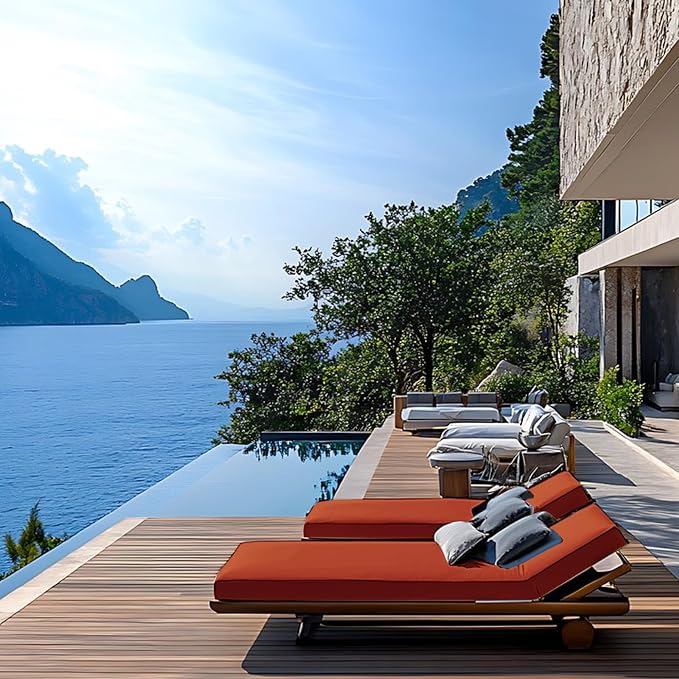 Outdoor Chaise Lounge Cushions for Patio, Waterproof Replacement Seat Cushions - Image 7