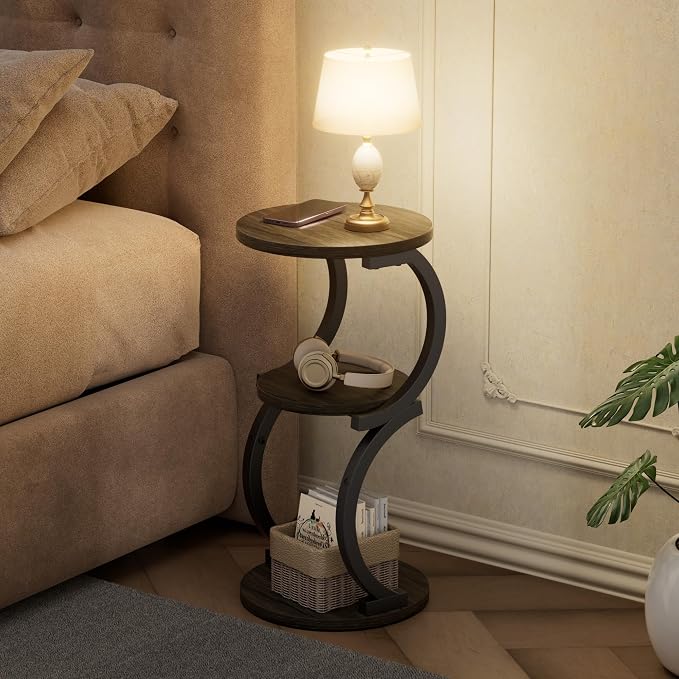 JUSTOGO Small Round Side Table, 3-Tier End Table - Image 6
