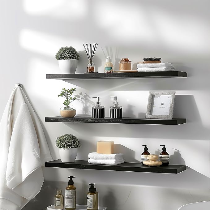 YYWUOJJ Wood Floating Shelves for Wall Decor, Rustic Wall Shelves for Bedroom - Image 3