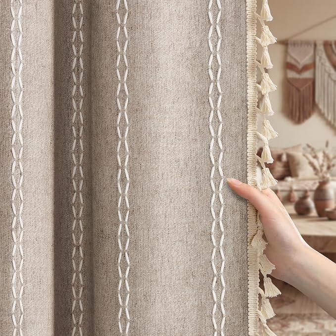 Brown Boho Blackout Curtains 2 Panels 84 Inch by Unknown