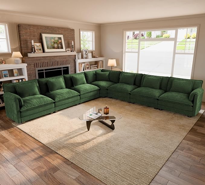ELUCHANG 150" Oversized V-Shaped Cloud Couch Modular Sectional Sofa by ELUCHANG