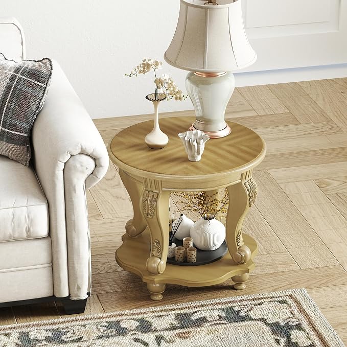LKTART Round End Tables for Living Room, Vintage Side Table for Small Spaces - Image 8
