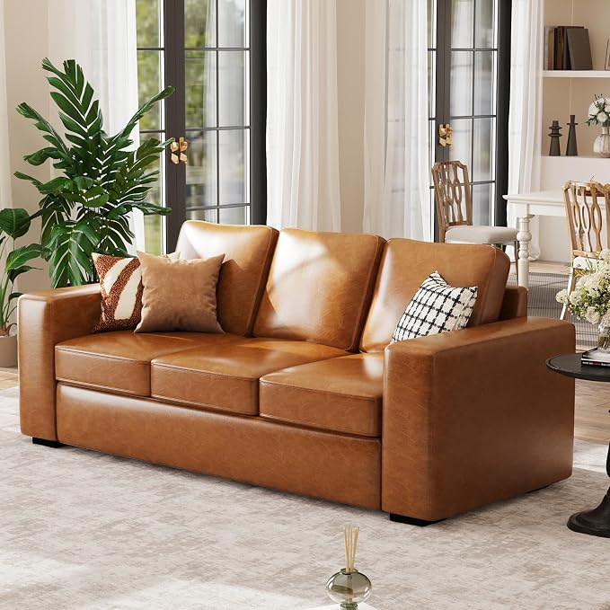 ABCASA Loveseat Set of 2, Living Room Furniture Set, Oversized Faxu Leather Sofa - Image 8
