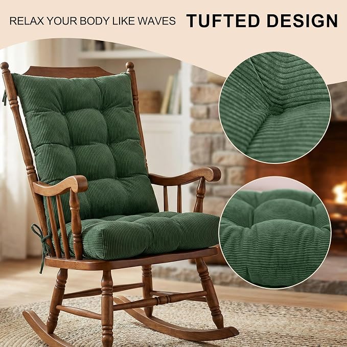 Lokex Rocking Chair Cushion Only, Tufted Non-Slip Comfortable Rocking Chair - Image 2