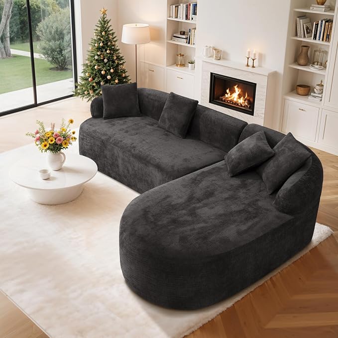 99" Curved Sectional Sofa with Chaise, Modern Boneless Couch with Deep Seat - Image 7