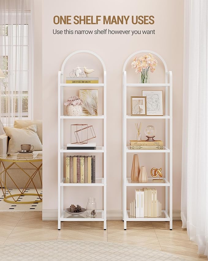 Hzuaneri Bookcase Bookshelf, Tempered Glass Bookshelves, Slim Shelving Unit - Image 3
