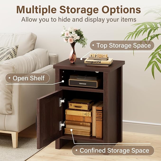 JUMMICO Farmhouse Nightstand, Modern Bedside Table - Image 4