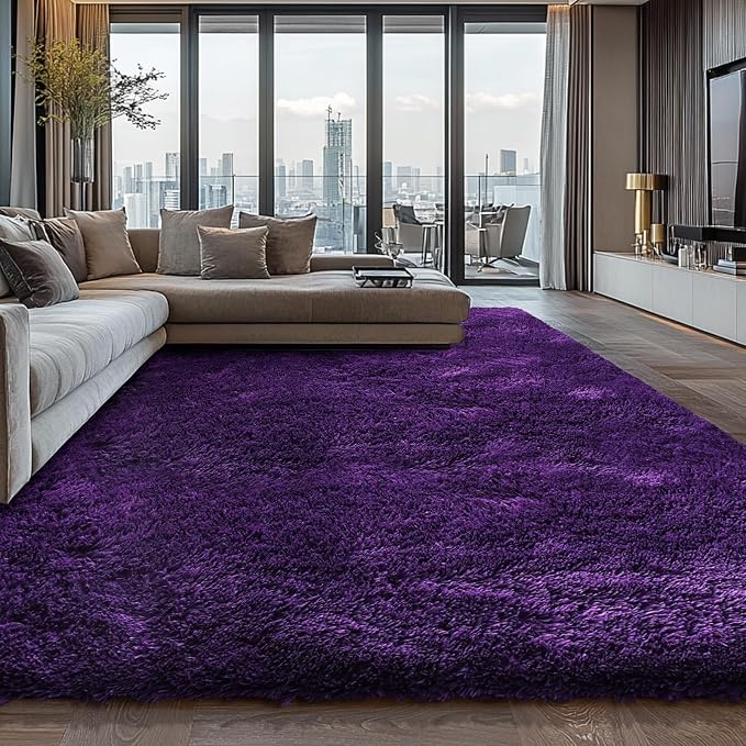 Shag Area Rugs for Bedroom Living Room, 6X9 Ultra Soft Purple Fluffy Area Rugs - Image 4