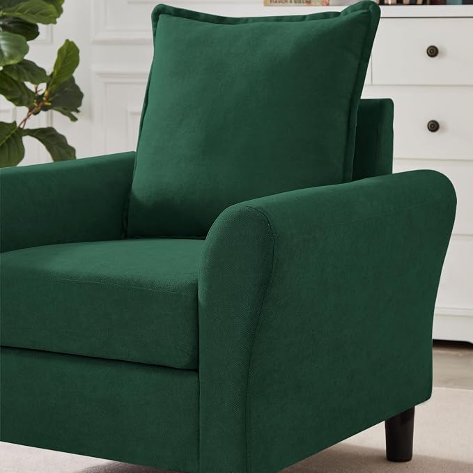 Mid-Century Accent Chairs Set of 2, Modern Linen Fabric Armchair - Image 6