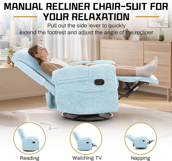 Korser Recliner Chair, Swivel Rocker Recliner Chair - Image 4