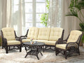 Malibu Lounge Set of 4: 2 Natural Rattan Wicker Chairs, Three-Seater Sofa by Wickerix
