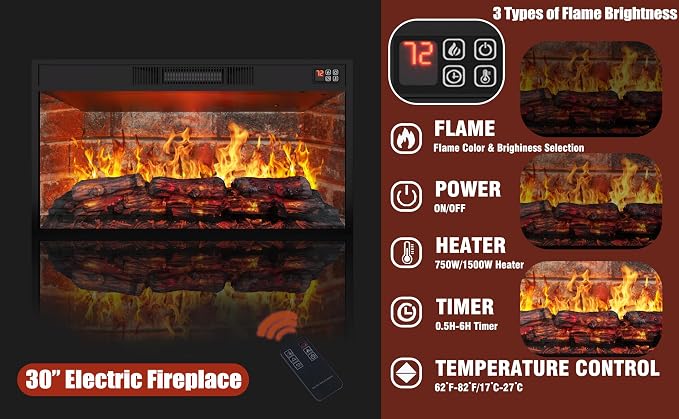 80" LED Lights Electric Fireplace - Image 5