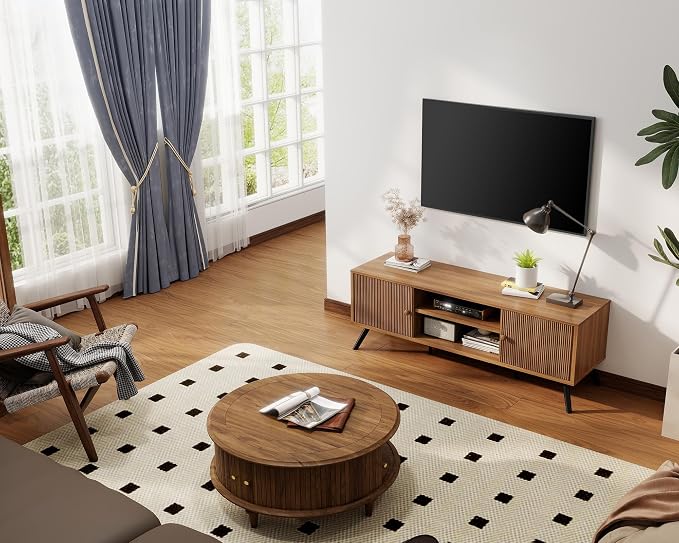 COMHOMA TV Stand for Living Room, Mid Century Modern Entertainment Center for - Image 7