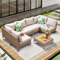 JOYURE 7 Piece Wicker Patio Furniture Set, Outdoor Conversation Sectional Sofa by JOYURE