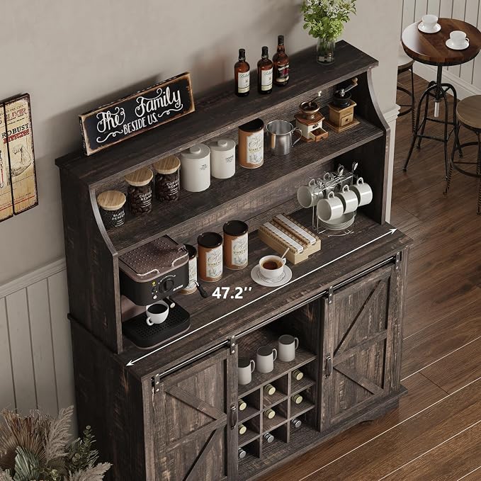 REVOMINCA 47 Inch Farmhouse Coffee Bar Cabinet - Image 5