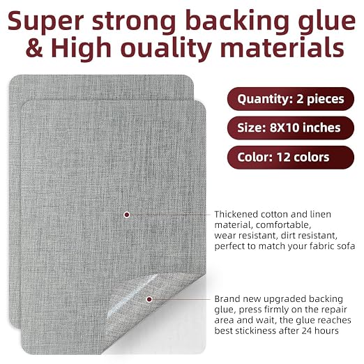 Self-Adhesive Fabric Repair Patches, Large Size 8X11 inch Linen Furniture - Image 2