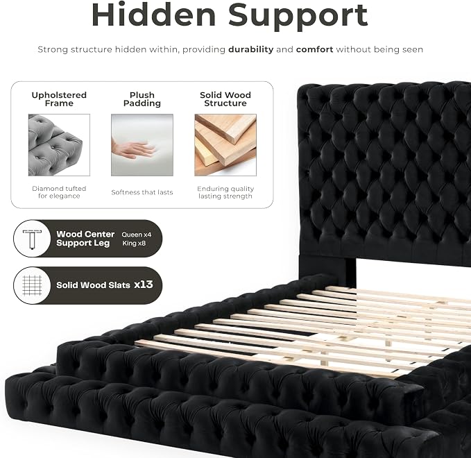 Furniture of America Sable Fabric Upholstered Step Up King-Size Platform Bed - Image 4