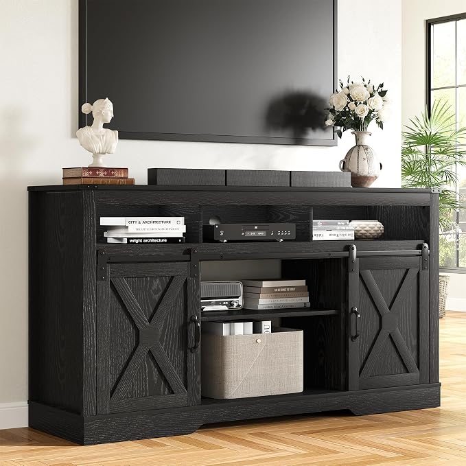 RoyalCraft Farmhouse TV Stand for 65+ Inch TV, Tall Entertainment Center by Bringyoubetterlife