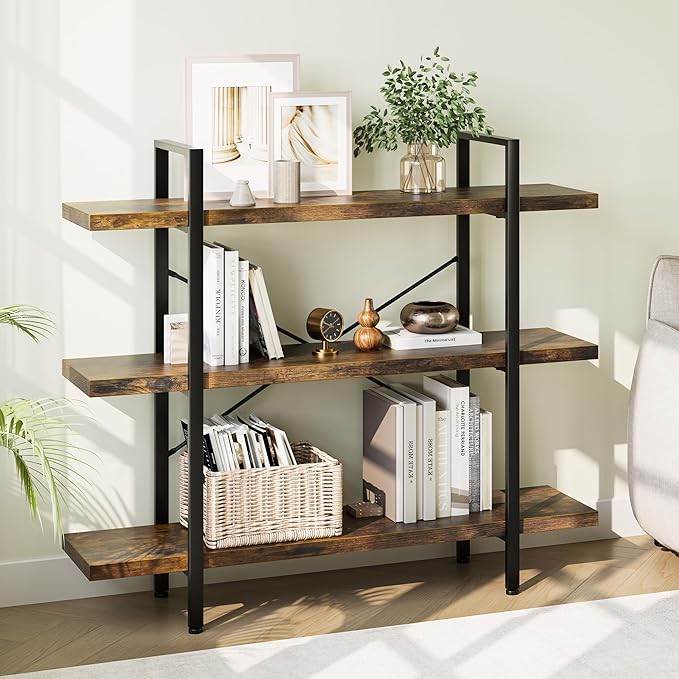 OtterOasis Heavy Duty 3-Tier Industrial Bookcase, 120lbs Shelf Capacity by OtterOasis