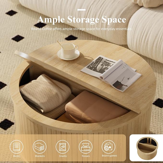 Easyego 31.5" Fluted Round Coffee Table - Image 3