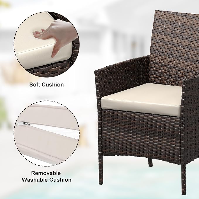 GarveeLife 3-Piece Patio Furniture Set, Rattan Outdoor Furniture - Image 3