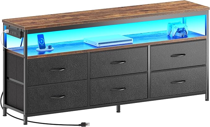 Huuger LED TV Stand for Bedroom, 55 Inch Fabric Dresser - Image 9