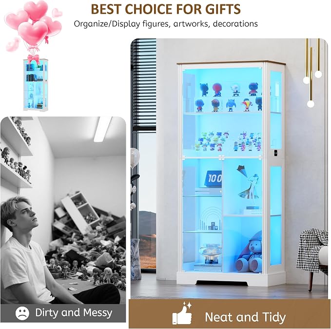 Lvifur Display Cabinet with Glass Doors, Modern Curio Cabinet with 3 Color - Image 6
