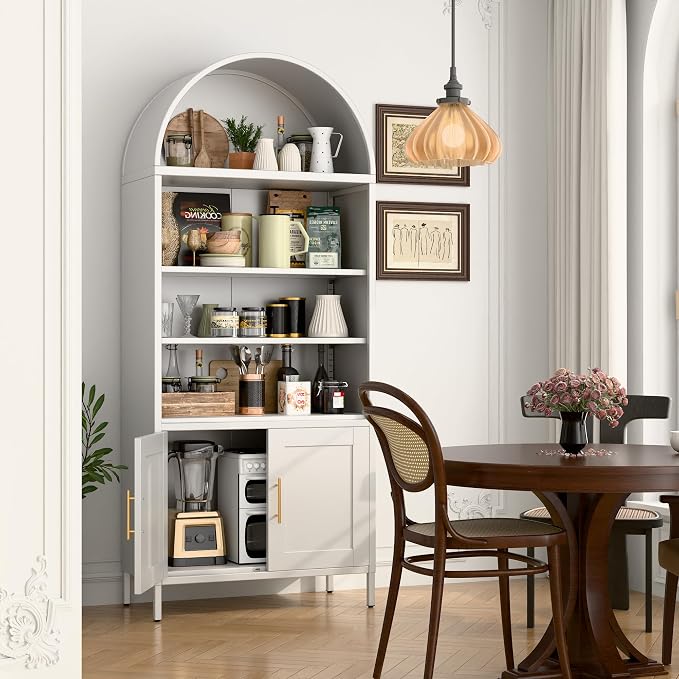 VEXPOR 73" Tall Metal Arched Bookcase - Image 8