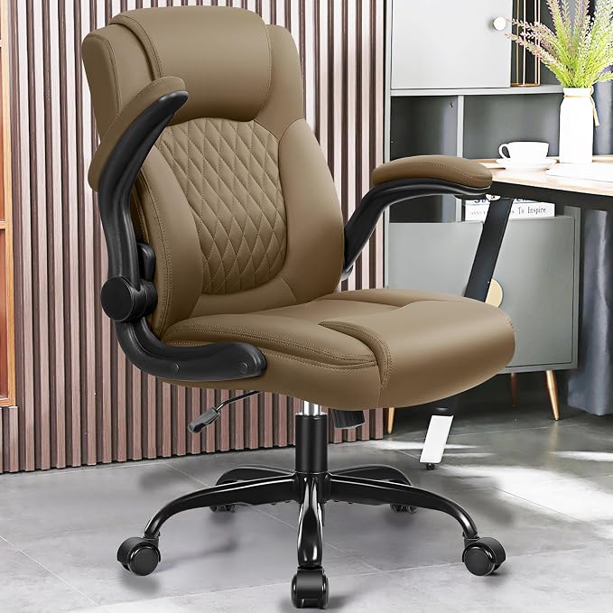Leather Office Chair, PU Home Computer Desk Chairs - Image 2