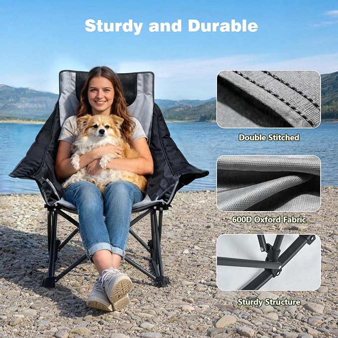 SUNNYFEEL Oversized Rocking Camping Chair 2 Pack, Fully Padded Patio Chair - Image 5