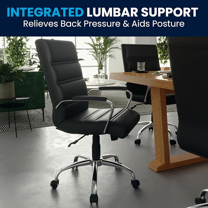 Flash Furniture Whitney Mid-Back Swivel LeatherSoft Desk Chair - Image 9
