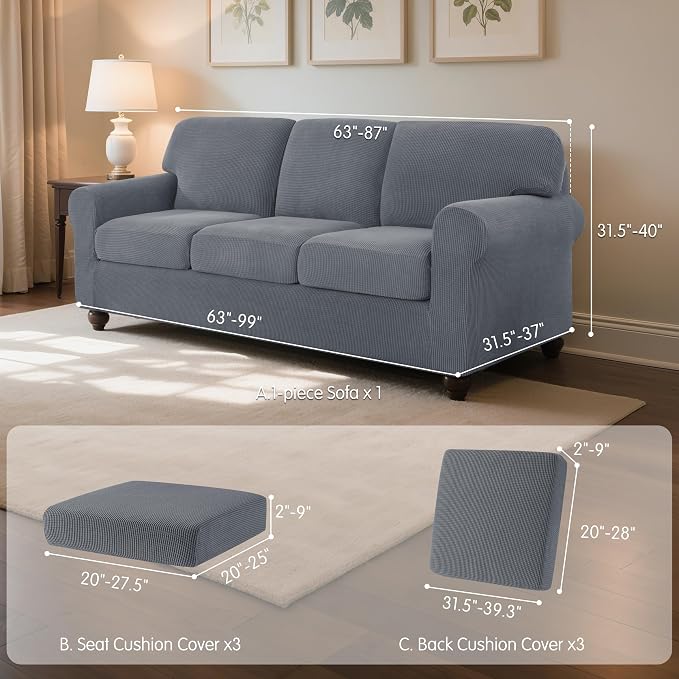 SUBRTEX 7 Pieces Stretch Sofa Slipcover Sets Couch Cover Sets Backrest Cushion - Image 3