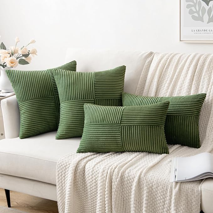 MIULEE Moss Green Decorative Throw Pillow Covers 20x20 Inch - Image 4