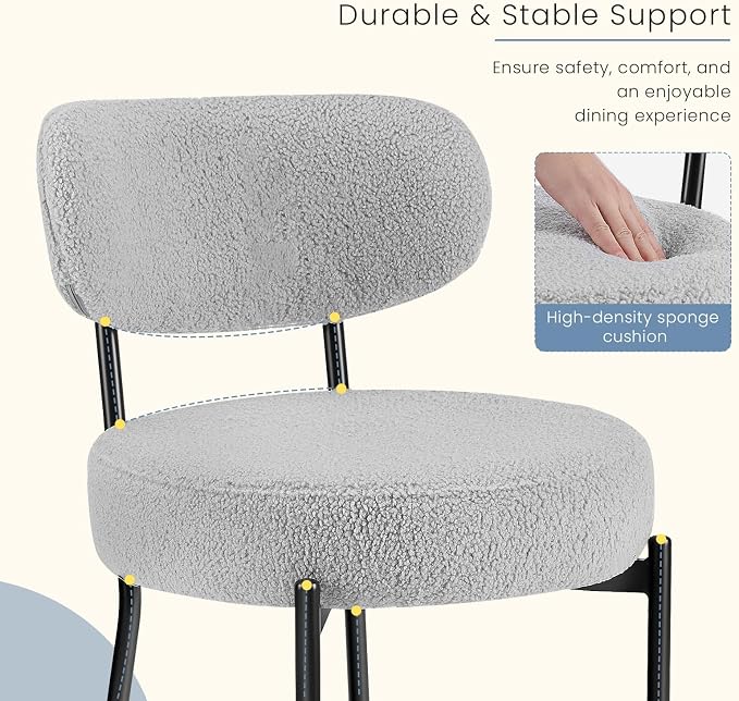 DUMOS Dining Chairs Set of 2, Mid Century Modern Chair Round Upholstered Curved - Image 3