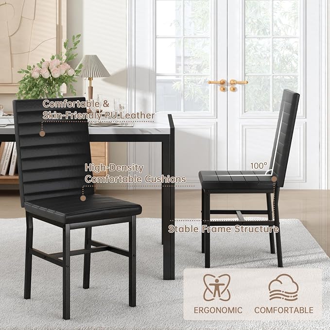 Recaceik Dining Table Set for 4, Modern 5 Piece Dining Table Set Faux Marble - Image 5