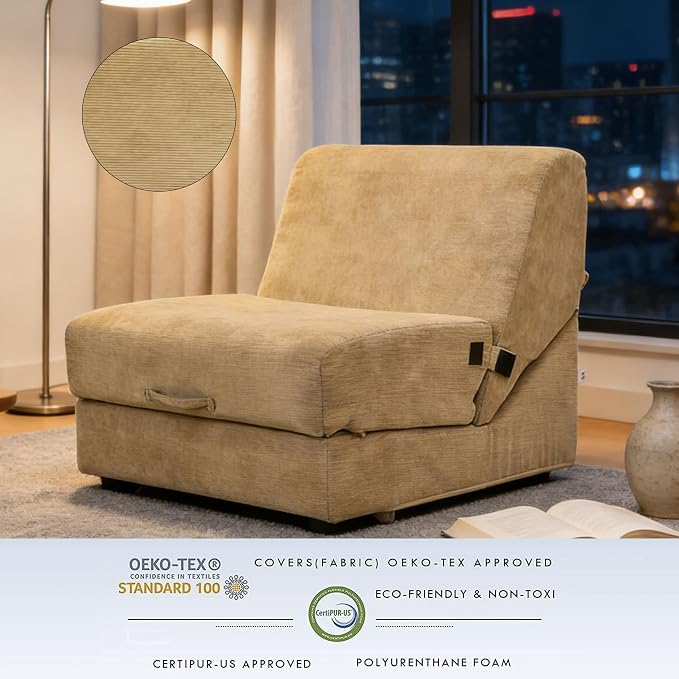 jela Luxury Corduroy Indoor Chaise Lounge, Foldable Sofa Bed Chair - Image 6