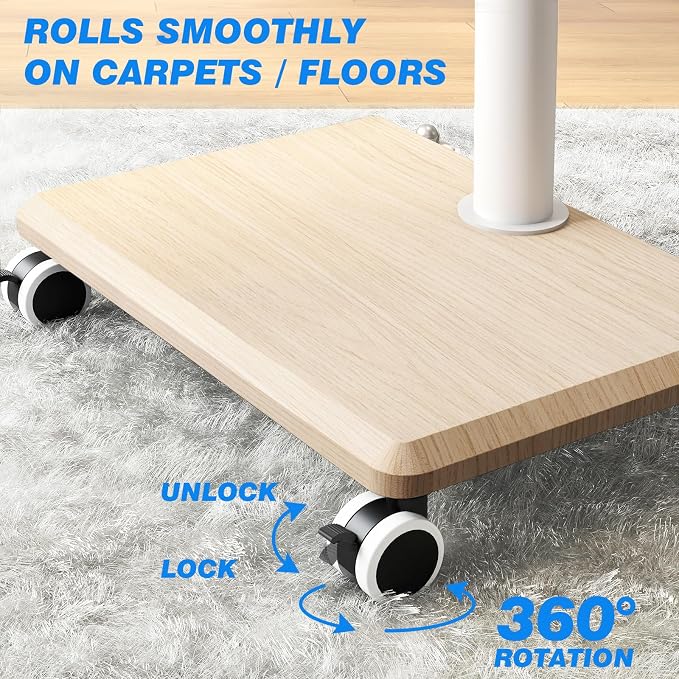 Rfiver Rolling TV Stand for 32 to 55 60 Inch TVs up to 88lbs, Height Adjustable - Image 7