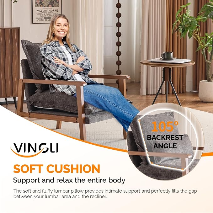 VINGLI Mid-Century Modern Cloud Accent Armchair - Image 6