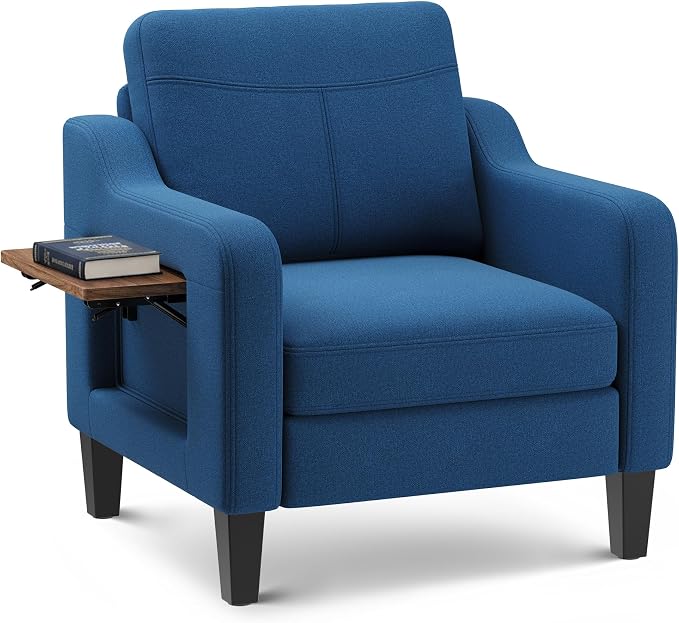 Accent Chair for Living Room Modern Linen Upholstered Armchair Side Wooden by Unknown